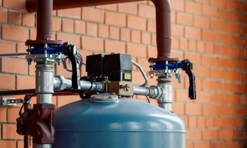 A view of wood chips boiler house heating system- gauge panel